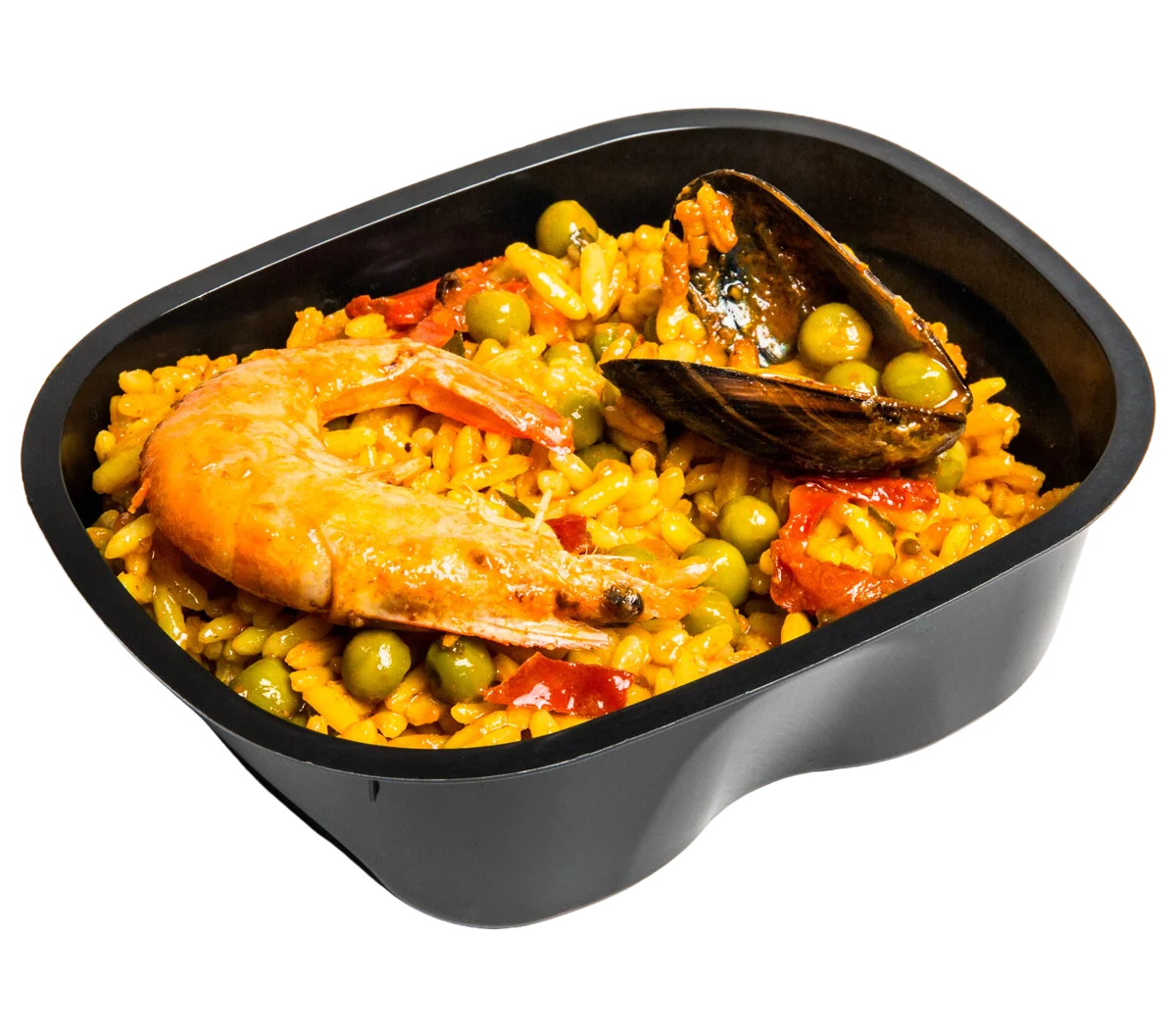 Barquette alimentaire noire Keepy avec paella