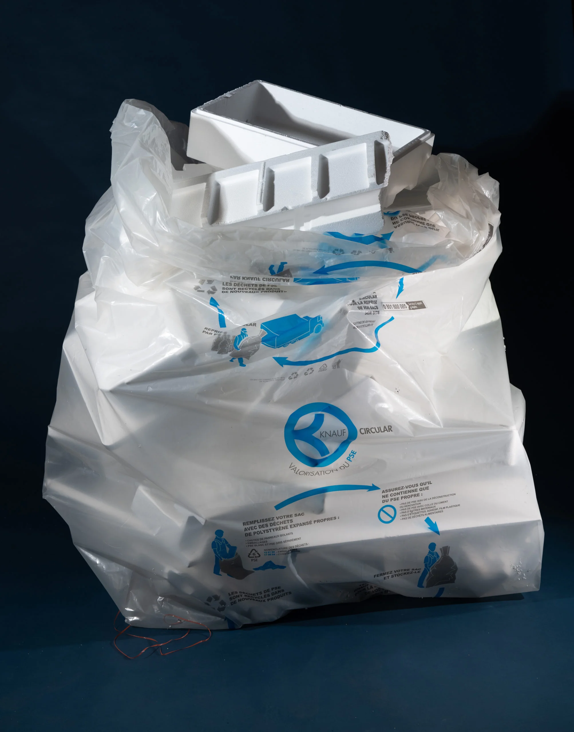 Sac Knauf Circular rempli de déchets polystyrène expansé