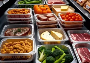 Plusieurs barquettes alimentaires en rayon