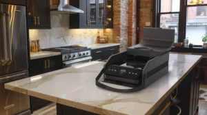 coffret modulaire avec plaque de cuisson dans une cuisine